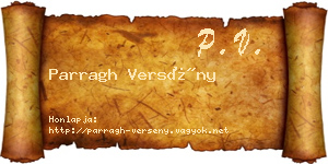Parragh Versény névjegykártya